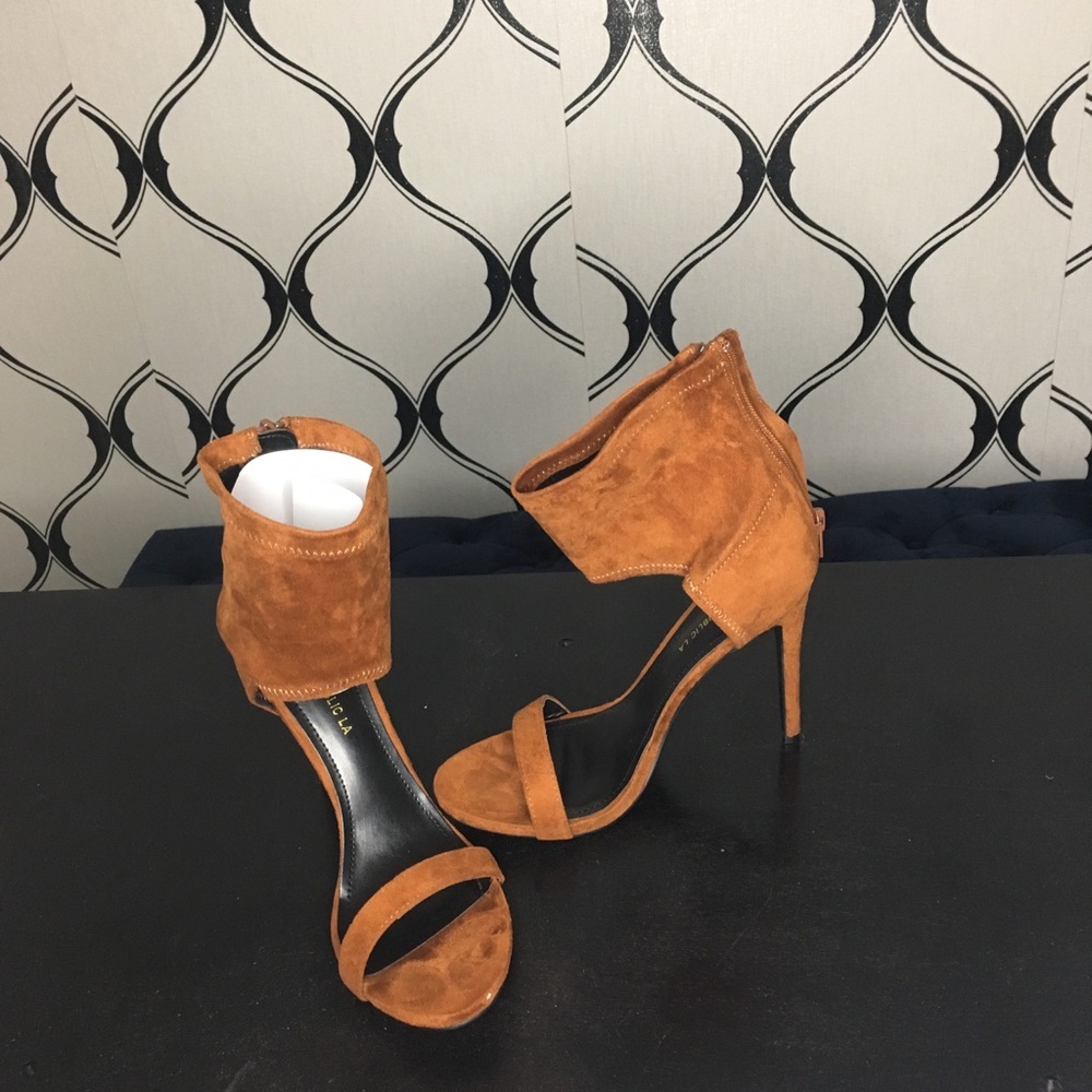 Cognac colored ankle heels